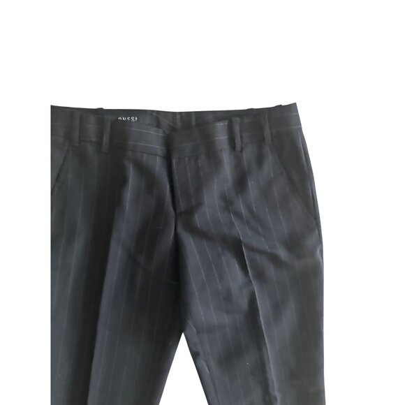 GUCCI Women’s Black Pinstripe Ankle Pants Size IT 40 - Picture 3 of 7
